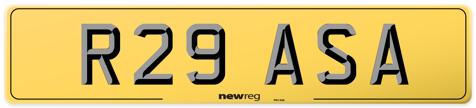 R29 ASA Rear Number Plate