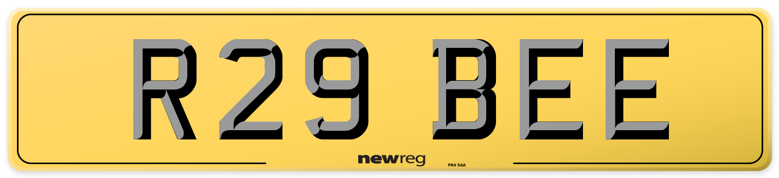 R29 BEE Rear Number Plate