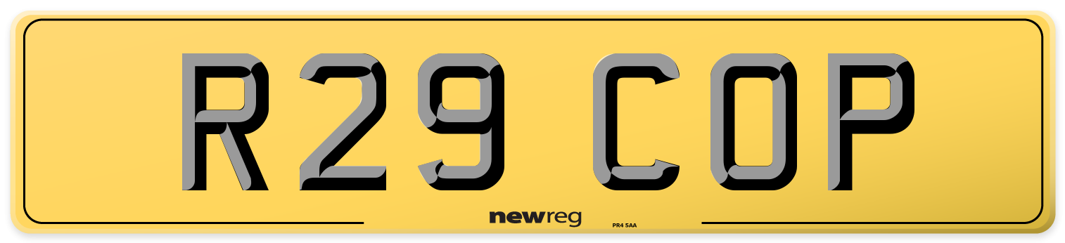 R29 COP Rear Number Plate