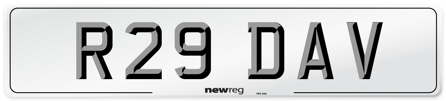 R29 DAV Front Number Plate