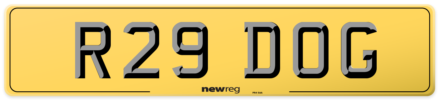 R29 DOG Rear Number Plate