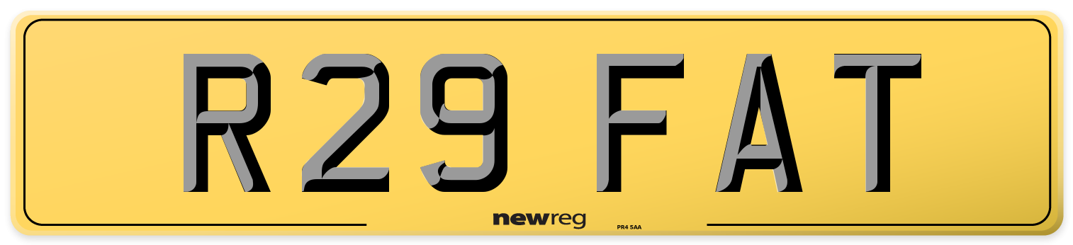 R29 FAT Rear Number Plate