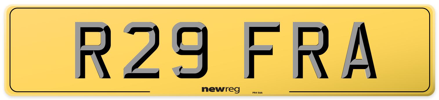 R29 FRA Rear Number Plate