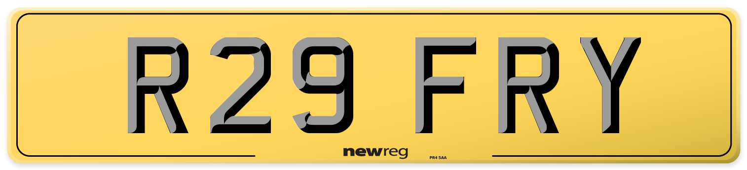 R29 FRY Rear Number Plate