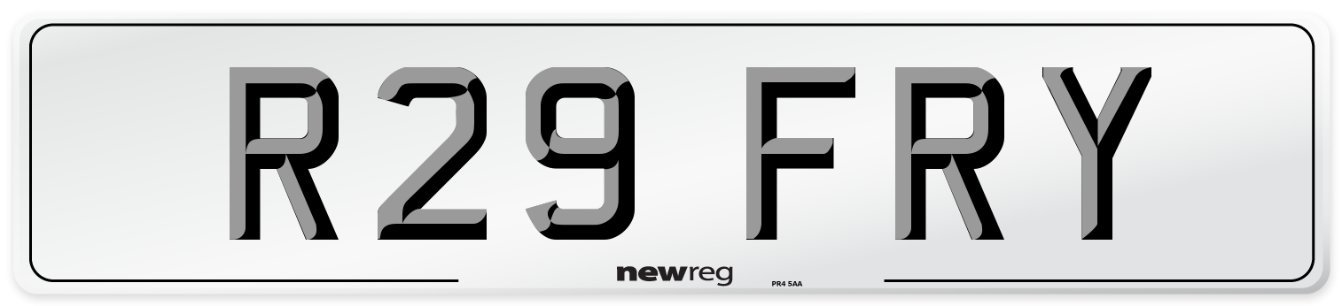 R29 FRY Front Number Plate