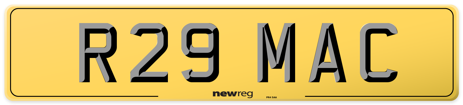 R29 MAC Rear Number Plate