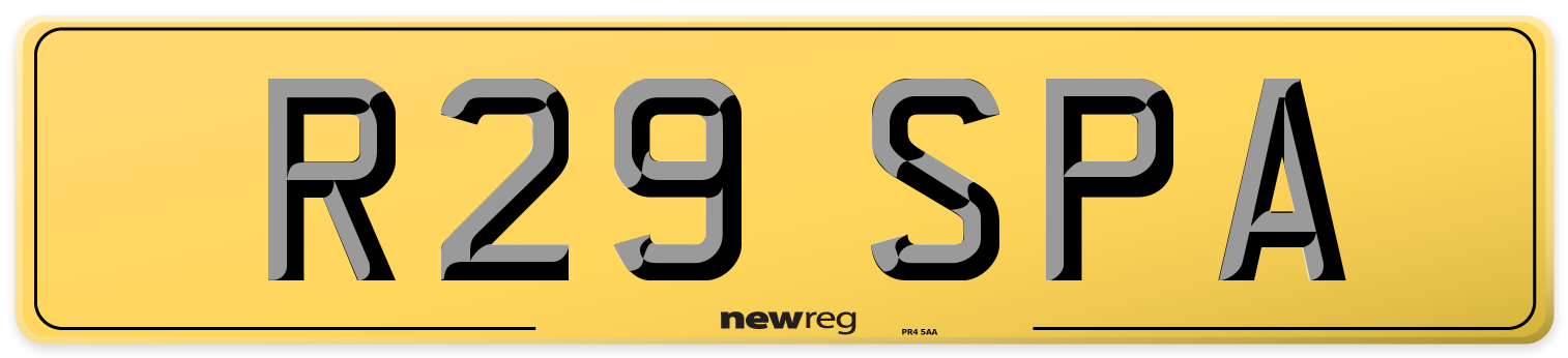 R29 SPA Rear Number Plate