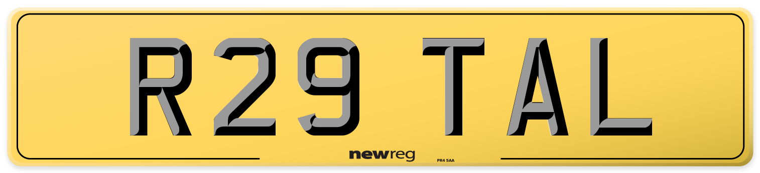 R29 TAL Rear Number Plate