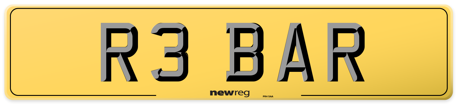 R3 BAR Rear Number Plate