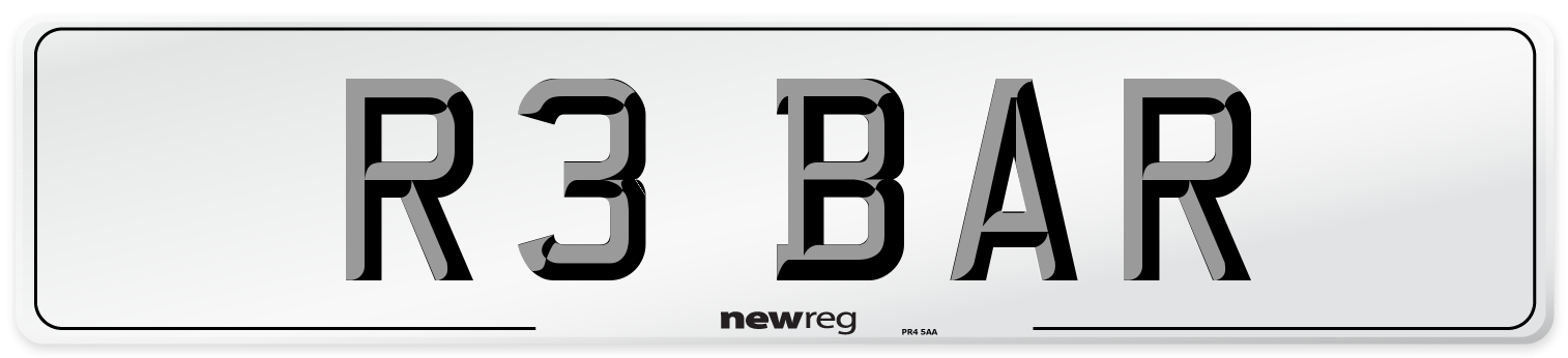 R3 BAR Front Number Plate