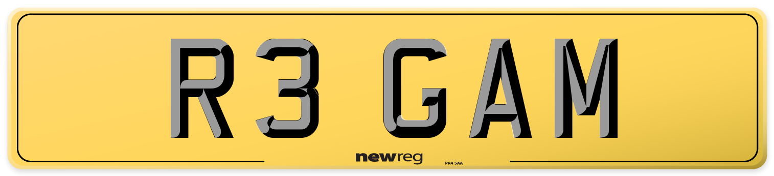 R3 GAM Rear Number Plate