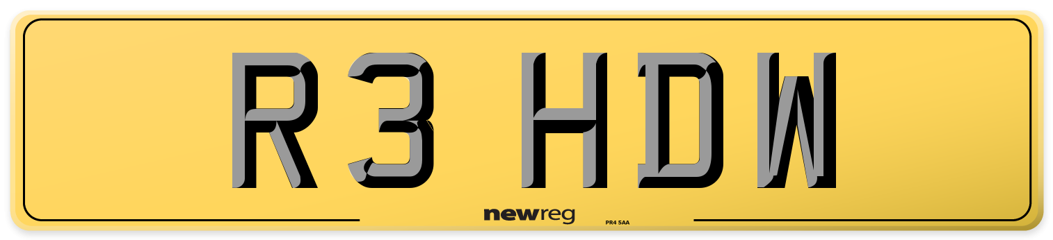 R3 HDW Rear Number Plate