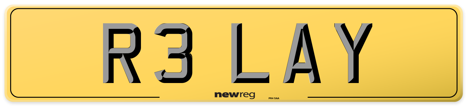 R3 LAY Rear Number Plate