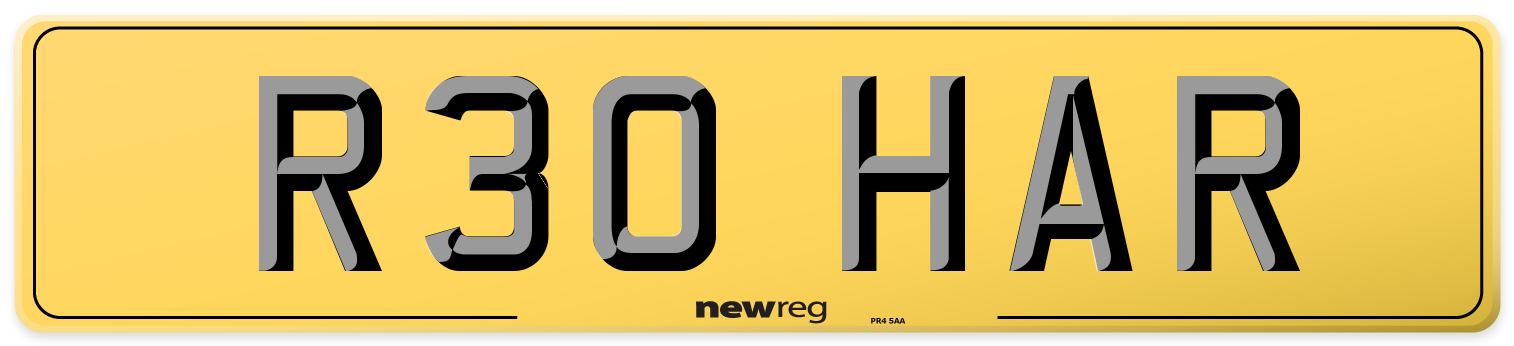 R30 HAR Rear Number Plate