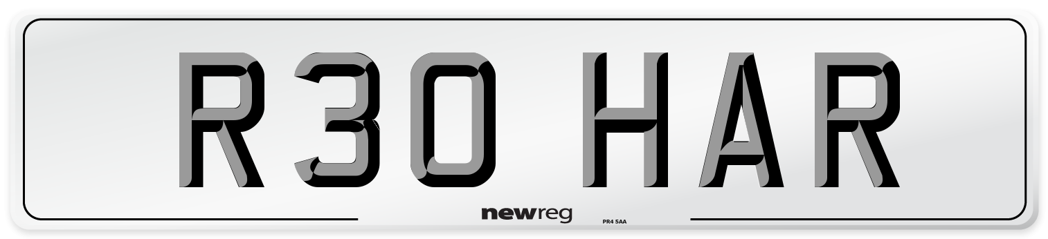 R30 HAR Front Number Plate