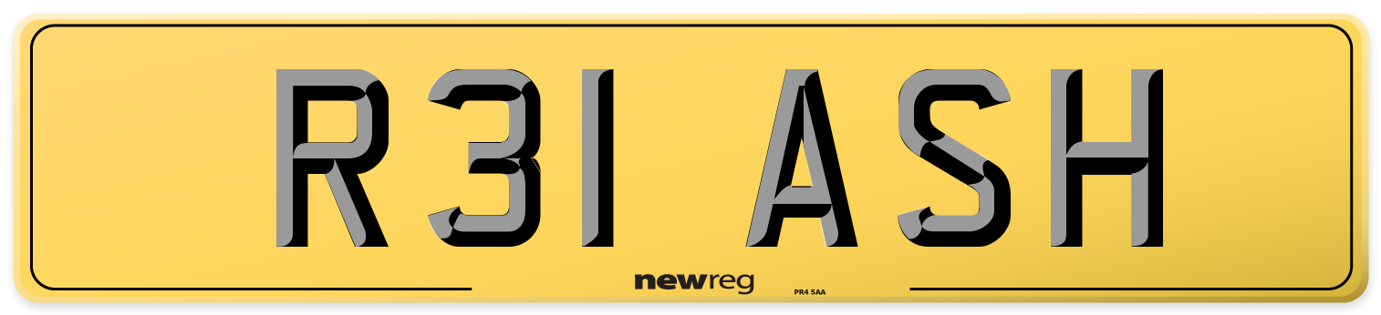 R31 ASH Rear Number Plate