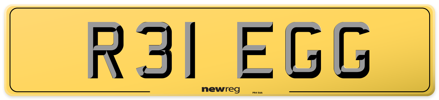R31 EGG Rear Number Plate