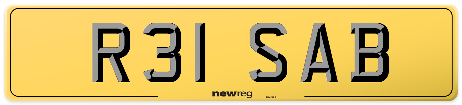 R31 SAB Rear Number Plate