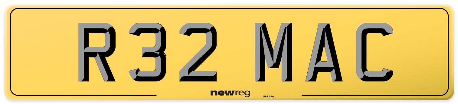 R32 MAC Rear Number Plate