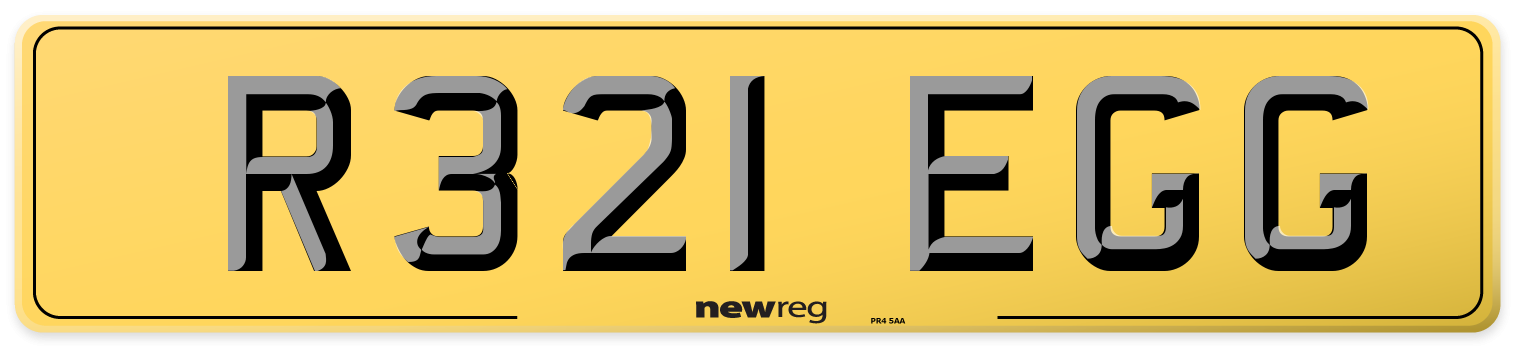 R321 EGG Rear Number Plate