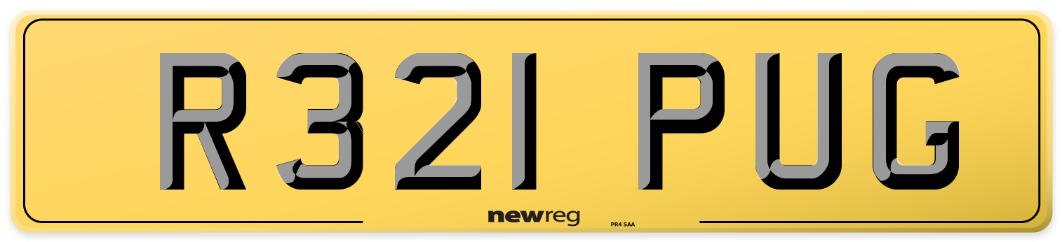 R321 PUG Rear Number Plate
