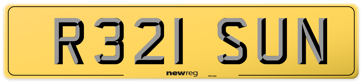 R321 SUN Rear Number Plate