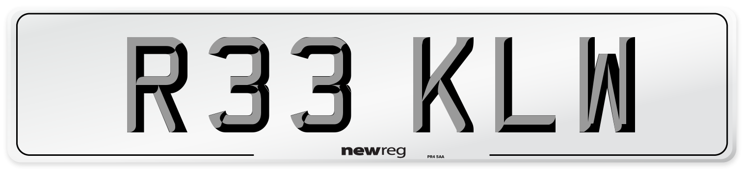 R33 KLW Front Number Plate