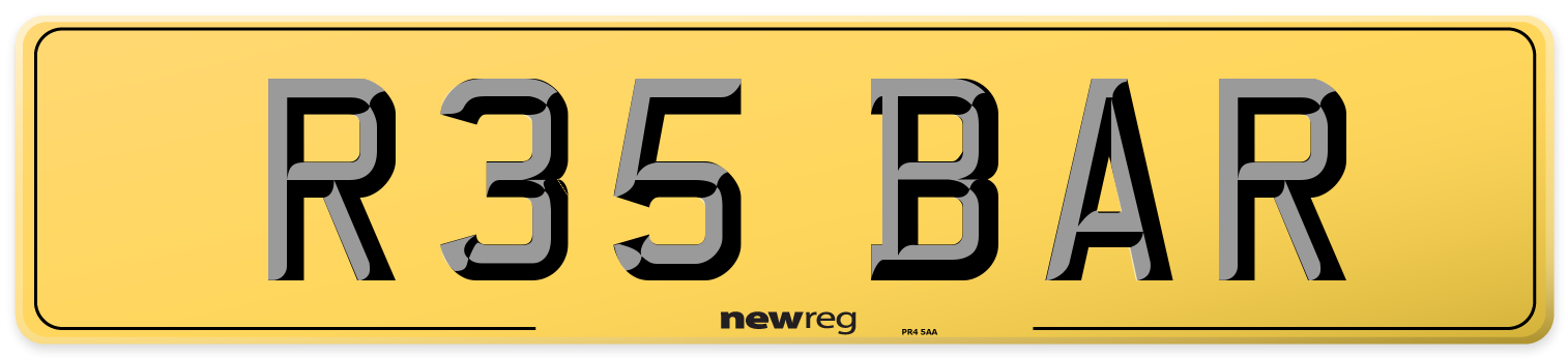 R35 BAR Rear Number Plate