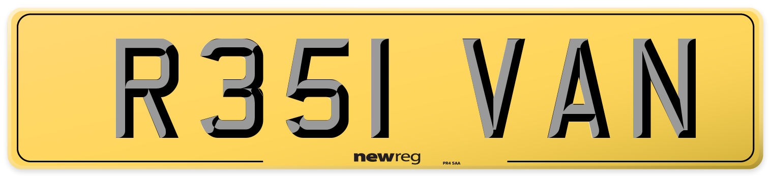 R351 VAN Rear Number Plate