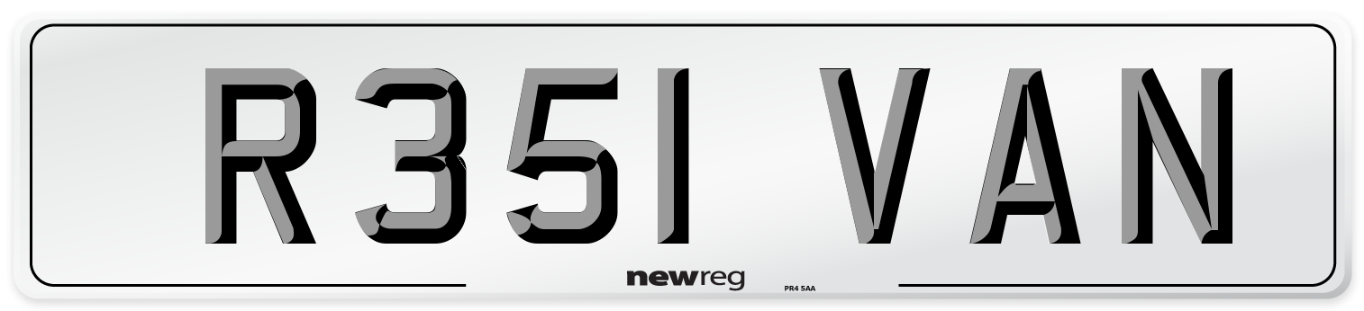 R351 VAN Front Number Plate