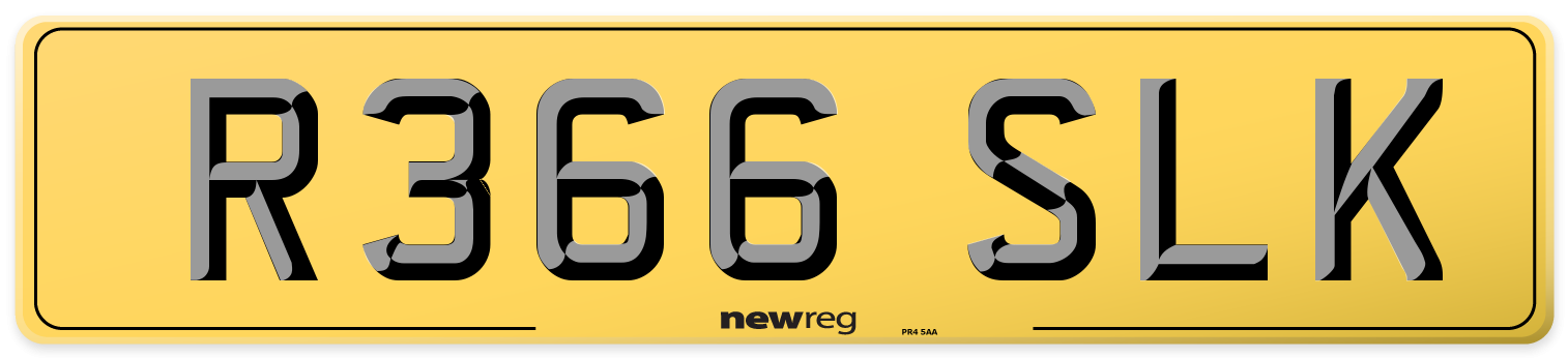 R366 SLK Rear Number Plate