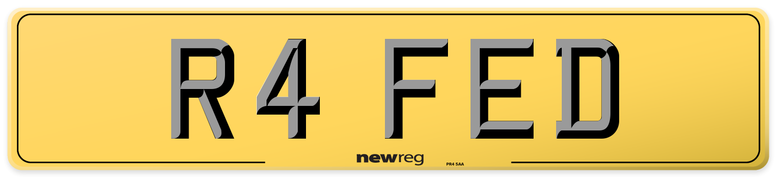 R4 FED Rear Number Plate