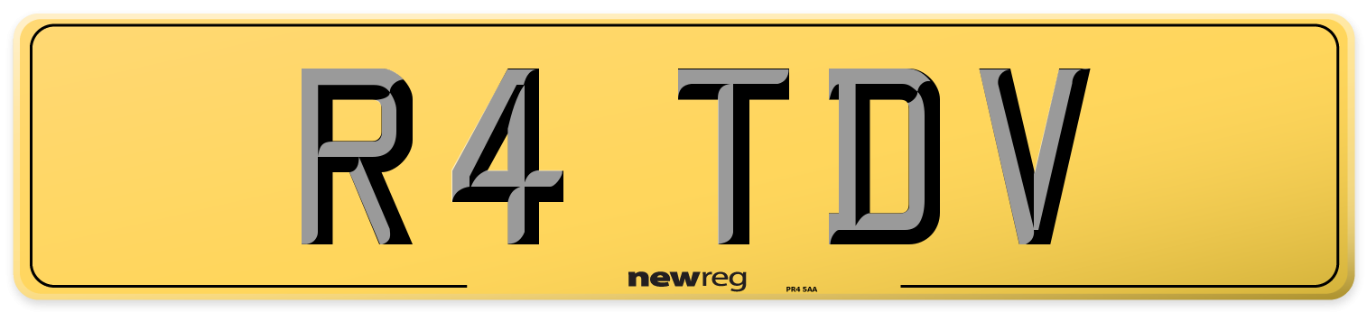 R4 TDV Rear Number Plate