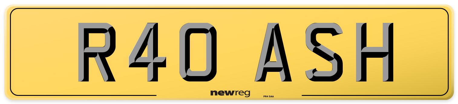 R40 ASH Rear Number Plate