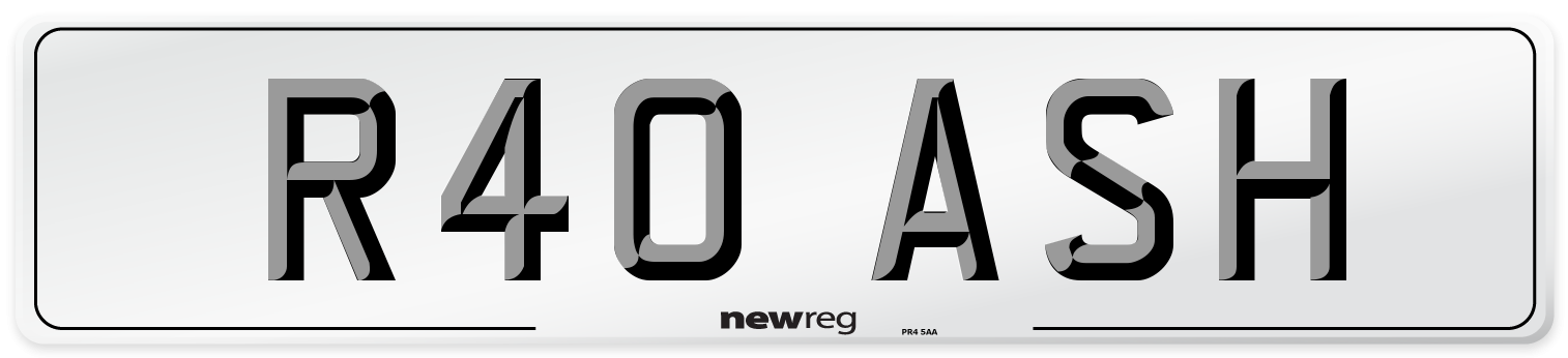 R40 ASH Front Number Plate
