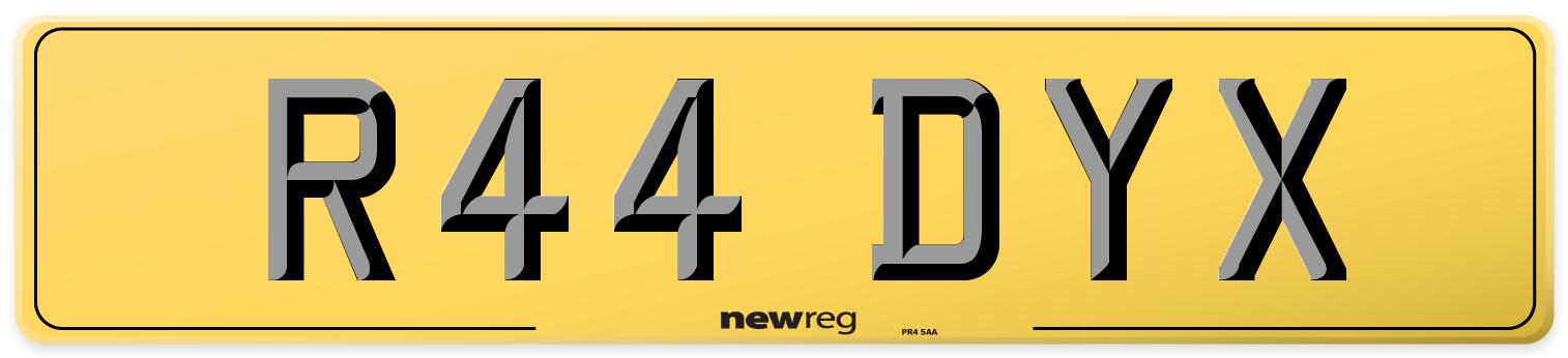 R44 DYX Rear Number Plate