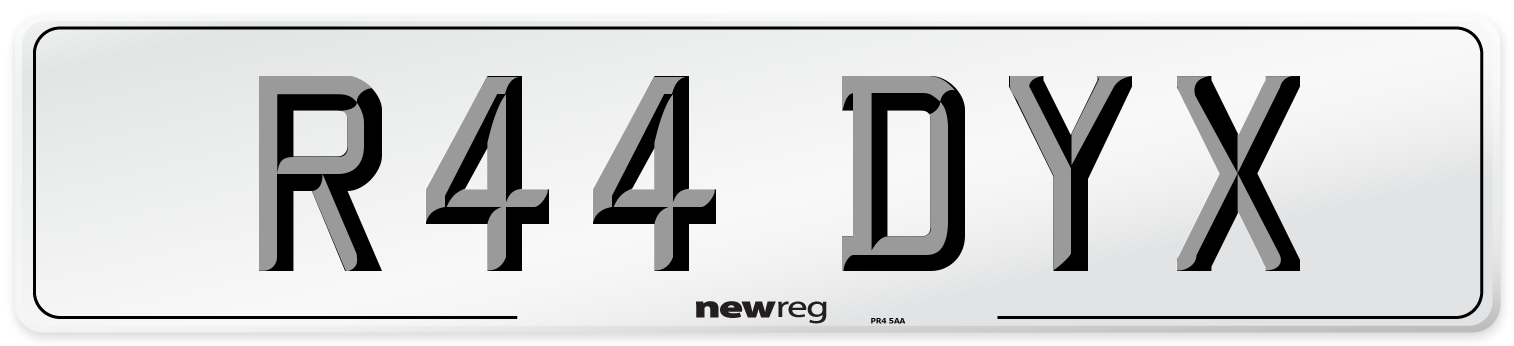 R44 DYX Front Number Plate