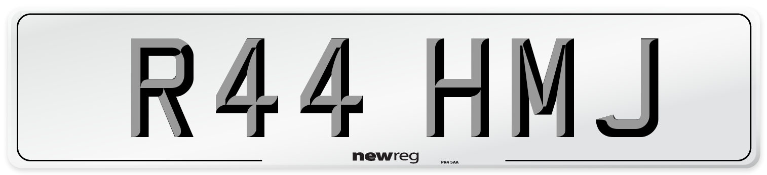 R44 HMJ Front Number Plate