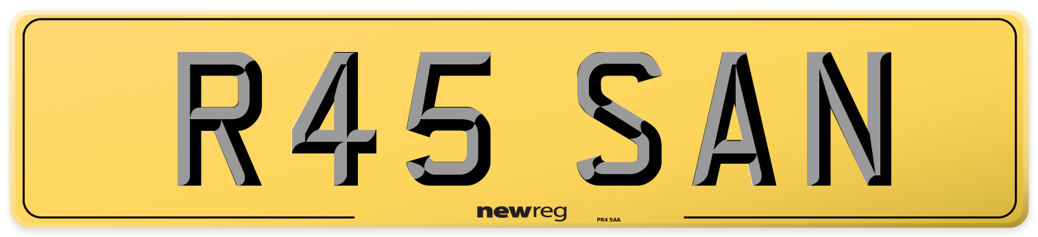 R45 SAN Rear Number Plate