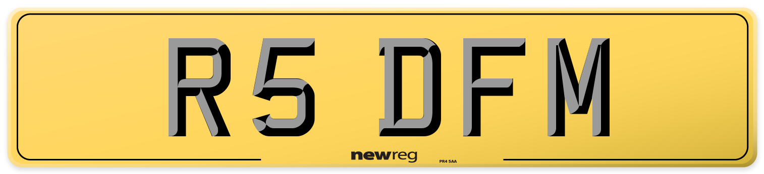 R5 DFM Rear Number Plate