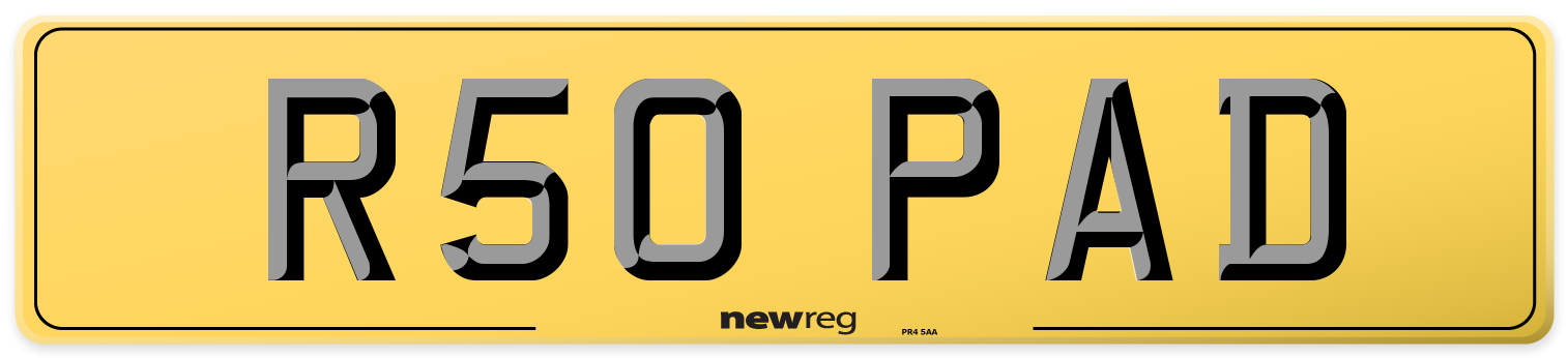 R50 PAD Rear Number Plate