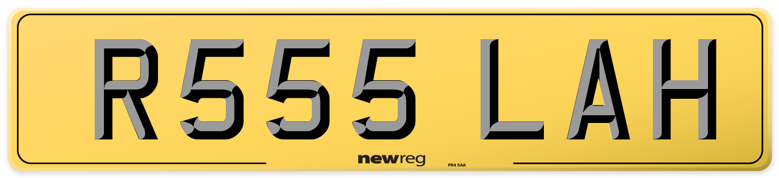 R555 LAH Rear Number Plate