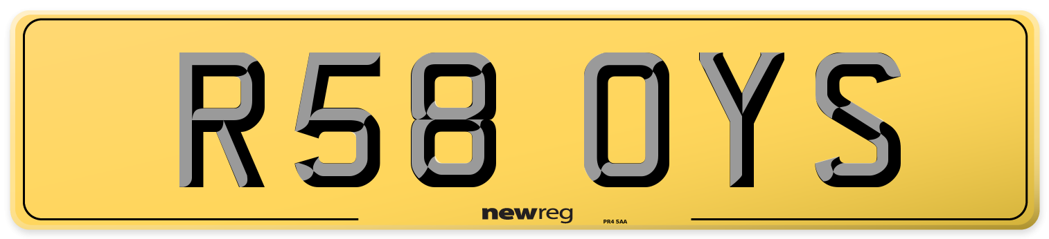 R58 OYS Rear Number Plate