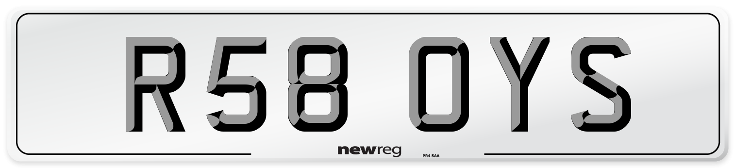 R58 OYS Front Number Plate