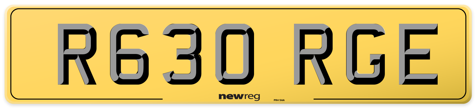 R630 RGE Rear Number Plate