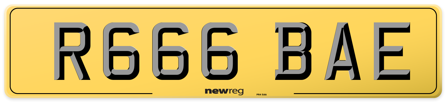 R666 BAE Rear Number Plate