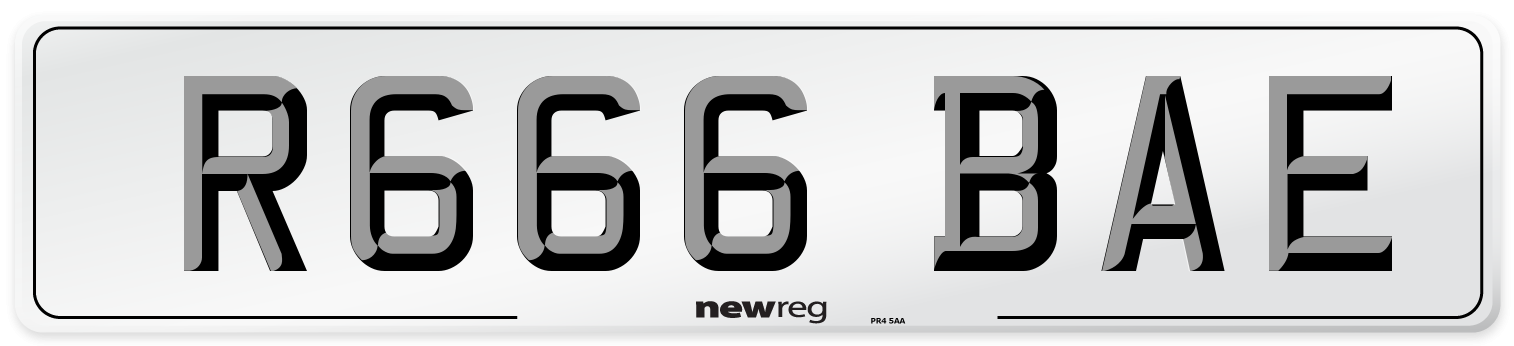 R666 BAE Front Number Plate