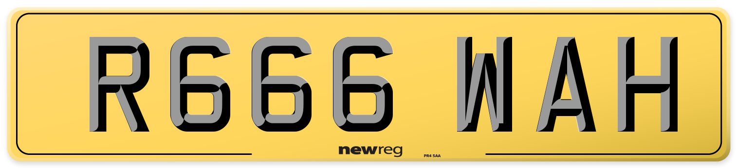 R666 WAH Rear Number Plate