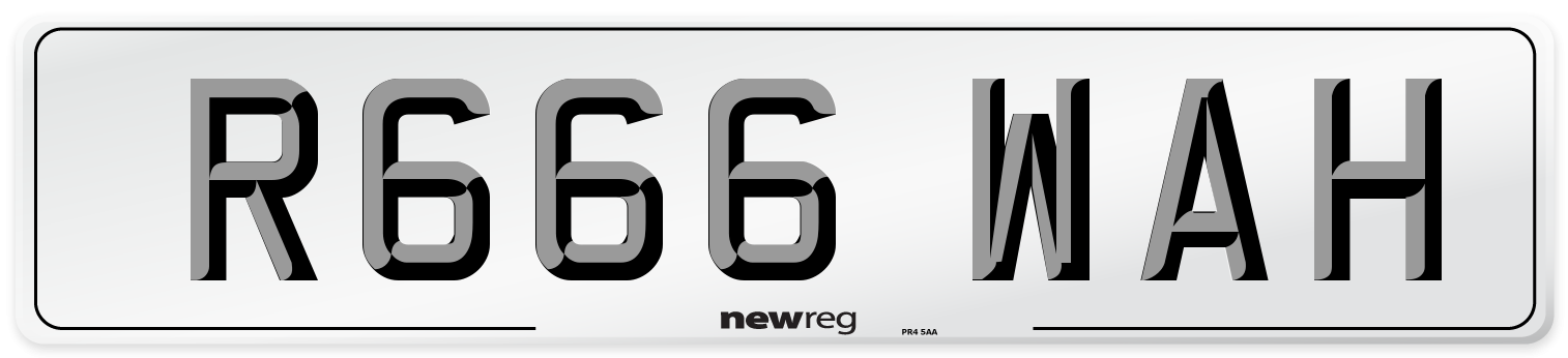 R666 WAH Front Number Plate