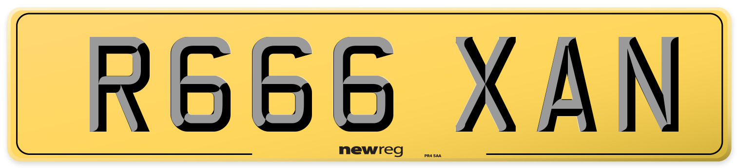 R666 XAN Rear Number Plate